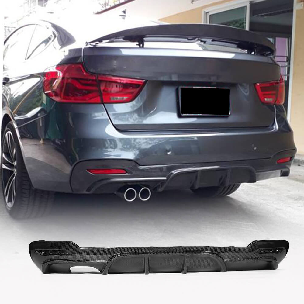 BMW 3 Series F34 M Sport GT 2014-2018 Carbon Fiber Rear Bumper Diffuser Lip-Ahacarbon