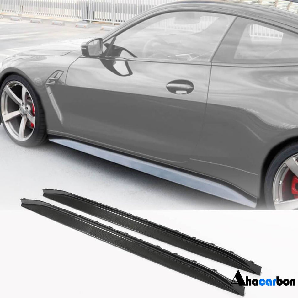 AHACARBON Automotive Body Kits Comprising External Structural Parts Of Automobiles BMW G82 G83 M4 Coupe Convertible 2-Door 2021+ Carbon Fiber Side Skirts