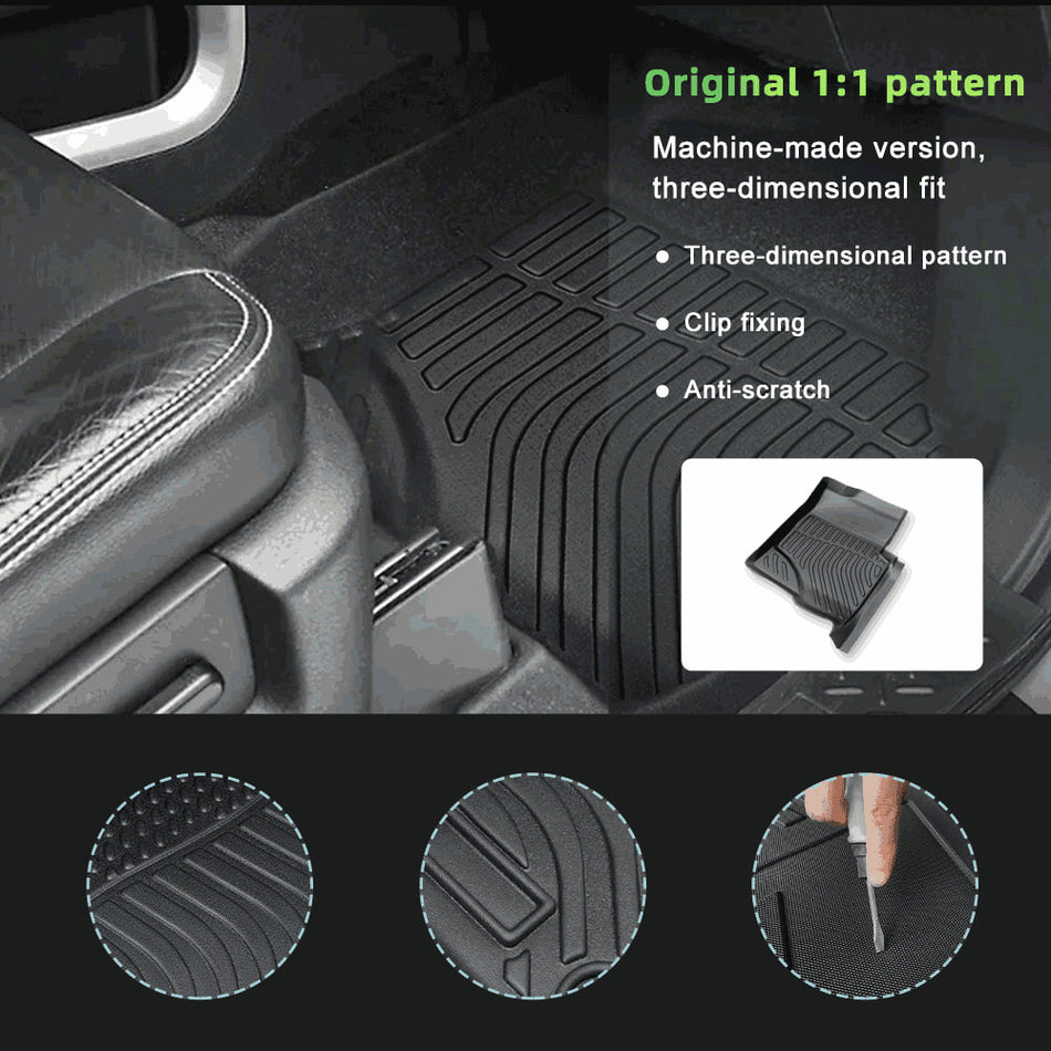 For Ford F-150 SuperCrew 09-14 Car Floor Mats All-Weather TPE Rubber Car Mats Black