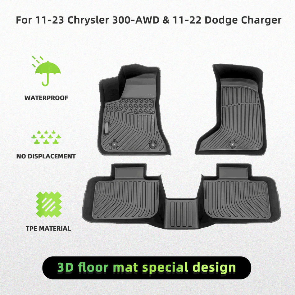 For Chrysler 300-AWD 11-23 and For Dodge Charger 11-22 Car Floor Mats TPE Rubber Mats