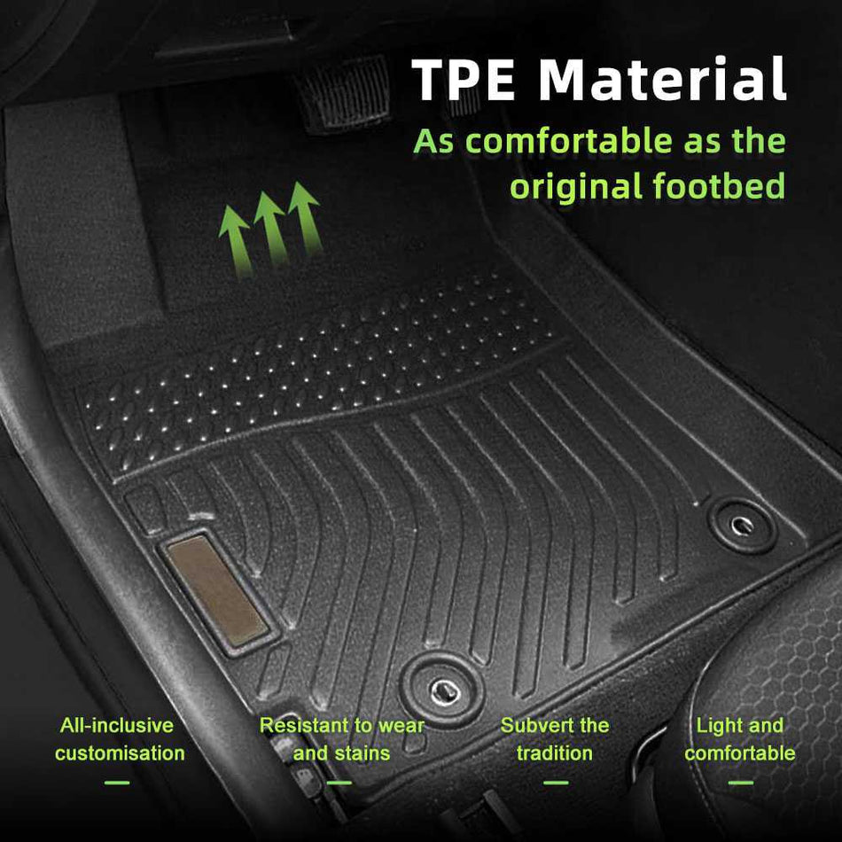 For Hyundai Elantra 17-20 Car Floor Mats All-Weather Black TPE Rubber Mats Universal