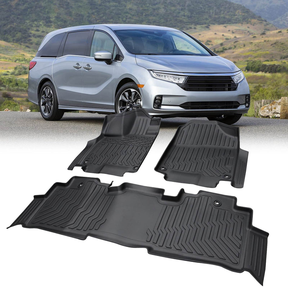 Car Floor Mats for 18-23 Honda Odyssey Black All-Weather TPE Rubber Car Mats