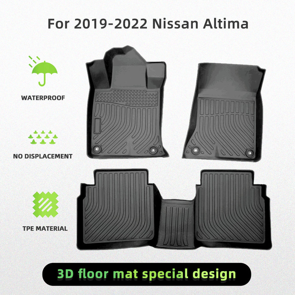 Car Floor Mats for 19-22 Nissan Altima All-Weather TPE Rubber Floor Mats Black