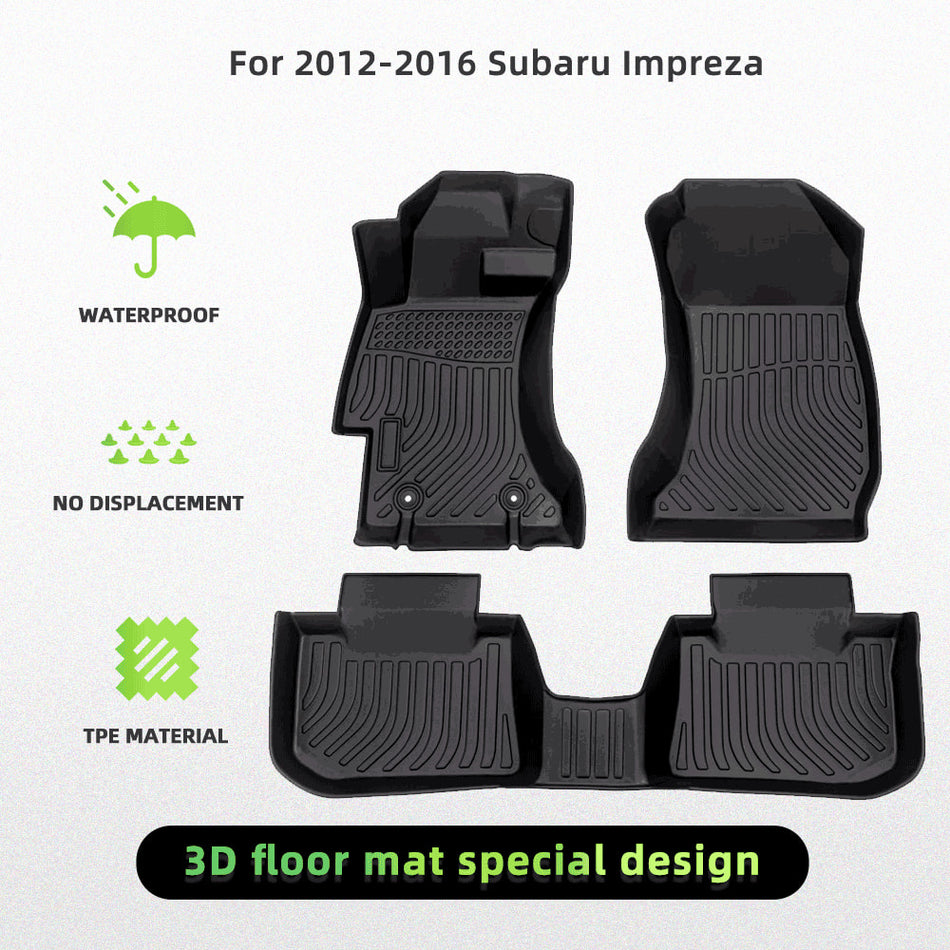 For Subaru Impreza 2012-2016 Car Floor Mats Black All-Weather TPE Rubber Mats