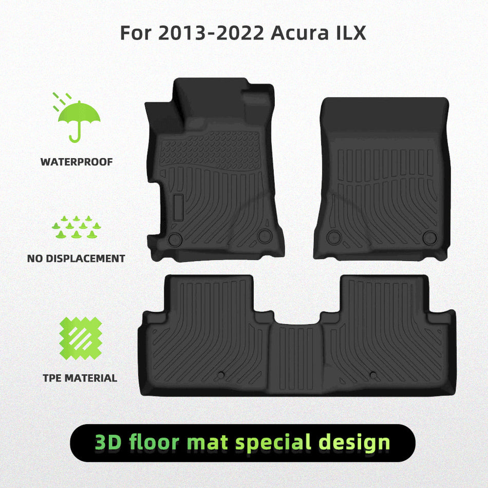 For Honda Acura ILX 2013-2022 Car Floor Mats All-Weather TPE Rubber Floor Mats Black