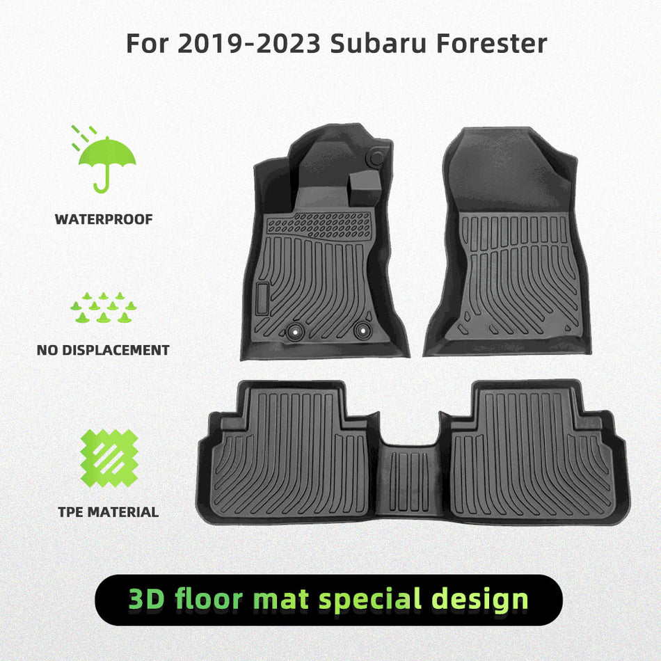 For Subaru Forester 2019-2023 Car Floor Mats Black All-Weather TPE Rubber Mats