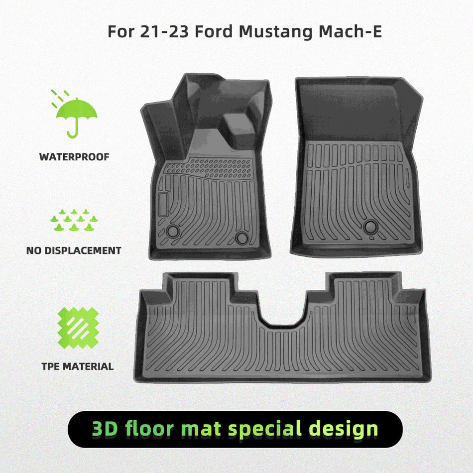 For Ford Mustang Mach-E 21-23 Car Floor Mats All-Weather TPE Rubber Car Mats Black
