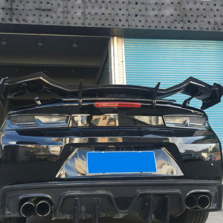 Camaro Coupe rear wing spoiler side rear installed view