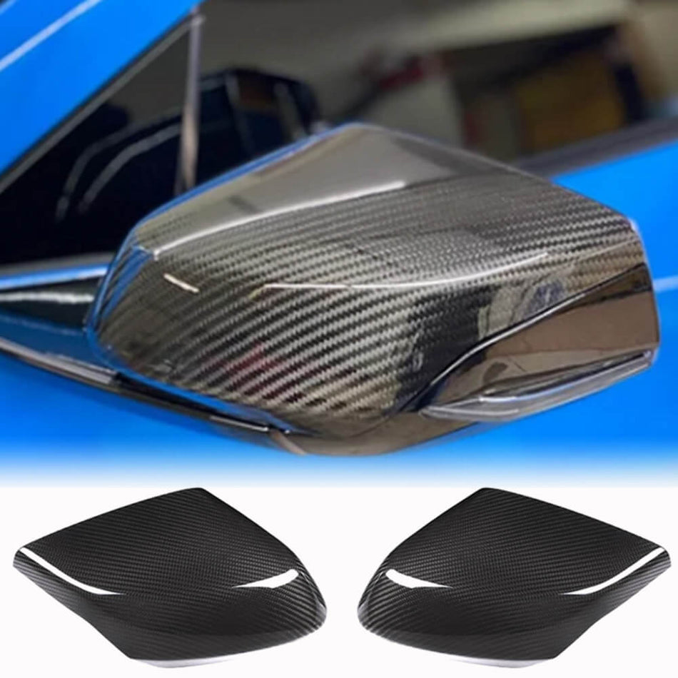 For Chevrolet Corvette C8 2-Door 20-22 Replacement Style Dry Carbon Fiber Mirror Covers Side Rearview Mirror Cover Caps Pair