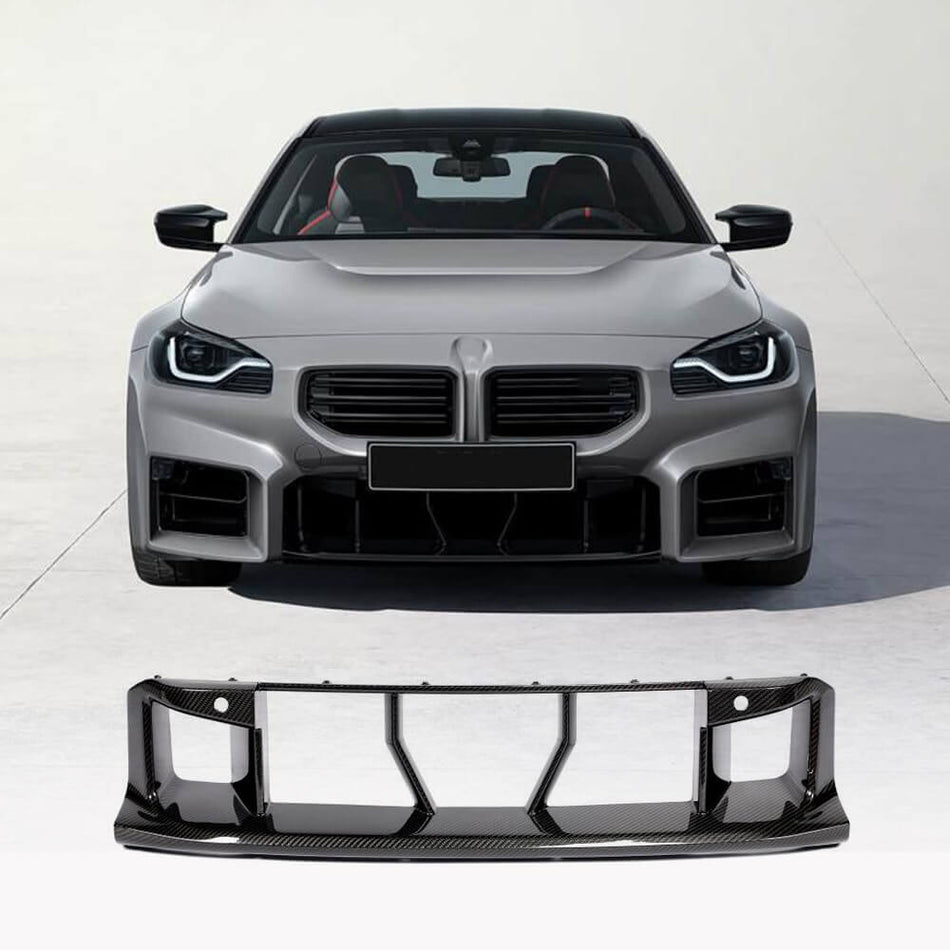 DryCarbonFiberFrontBumperCenterTrimforBMW2SeriesG87M2Coupe2023-2024-ahacarbon