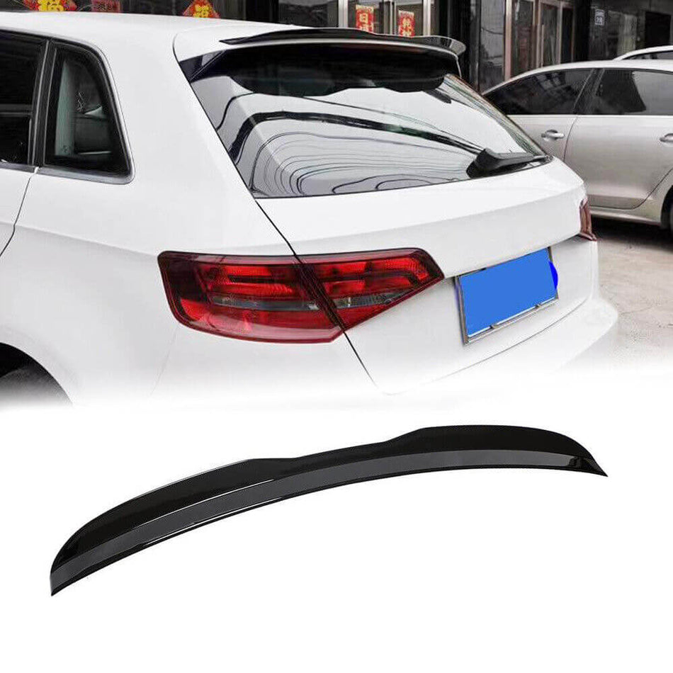 For Audi A3 Hatchback 14-18 ABS Glossy Black Rear Roof Top Spoiler Wing Tail Lip