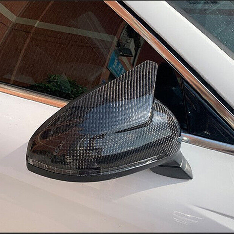 For Audi A4 B9 RS4 S4 Sedan 4-Door 17-22 Carbon Fiber Replacement Side Mirror Cover Cap Pair