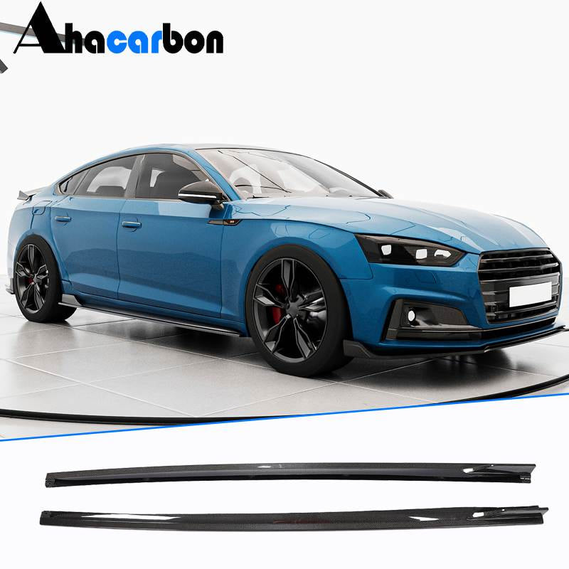 For Audi A5 Sline S5 4 Door 17-19 Carbon Fiber Side Skirts Door Rocker Panels Extension Lip