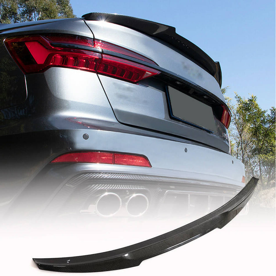 For Audi A6 Sline S6 C8 Sedan Carbon Fiber Rear Trunk Spoiler Boot Wing Lip