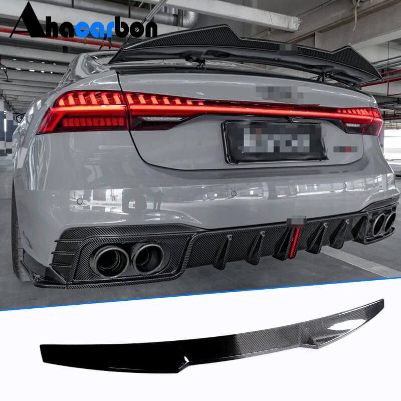 For  Audi A7 S7 RS7 2019-2022 Carbon Fiber Rear Trunk Boot Spoiler Wing Lip