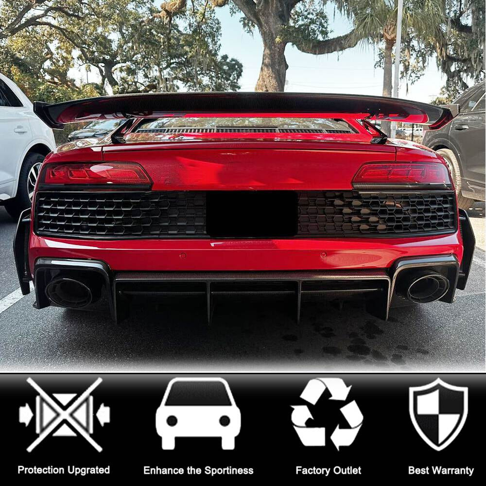 Audi R8 Coupe Prepreg Dry Carbon Fiber Racing Rear Spoiler Aero Wing Lip