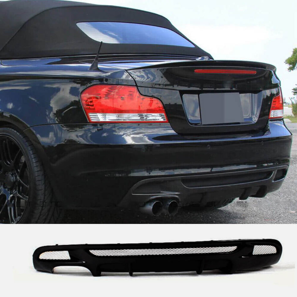 For BMW 1 Series E82 E88 M Sport Glossy Black Rear Bumper Diffuser Lip | 120i 125i 130i 135i M-tech