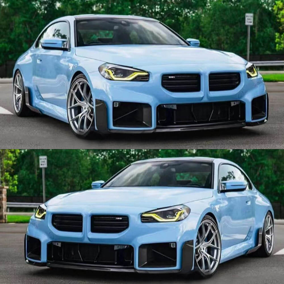 For BMW 2 Series G87 M2 Coupe 2-Door ABS Gloss Black Front Bumper Lip Spoiler Wide Body Kit