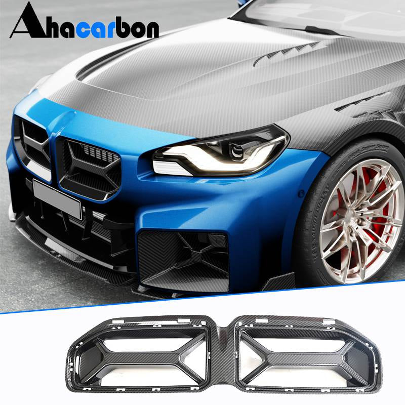 For BMW 2 Series M2 G87 Coupe 22-24 Dry Carbon Fiber Front Grille Bumper Grill Trim Replacement Style