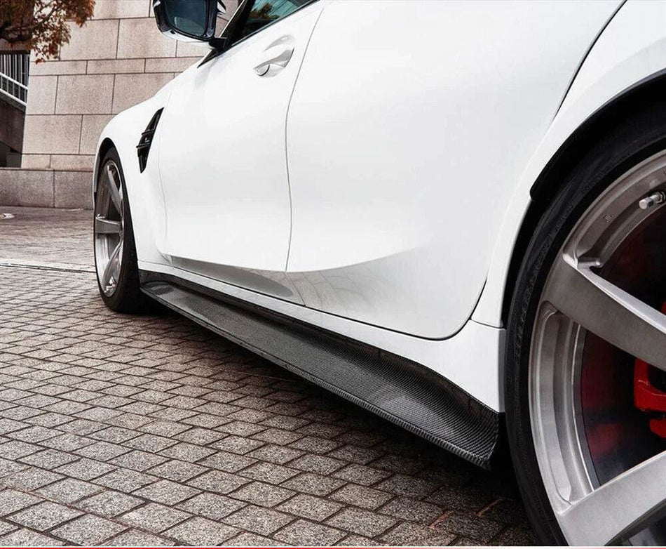 For BMW 3 Series G80 M3 Carbon Fiber Side Skirts Door Rocker Panels Extension Lip