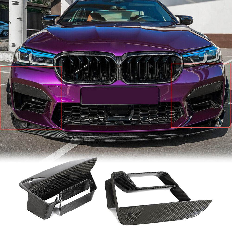 For BMW 5 Series F90 M5 Dry Carbon Fiber Front Fog Light Cover Canard Splitter Trims