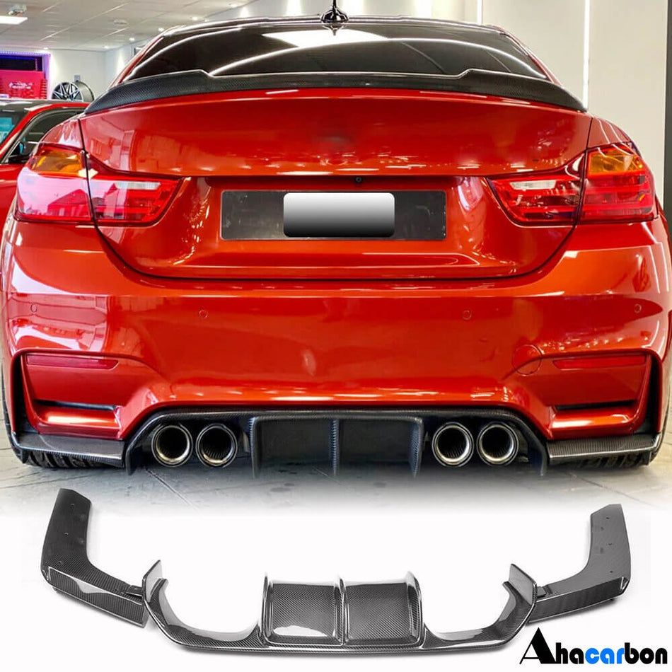 AHACARBON Bumpers For Automobiles BMW F80 M3 F82 F83 M4 2014-2020 Rear Bumper Diffuser Lip Carbon Fiber
