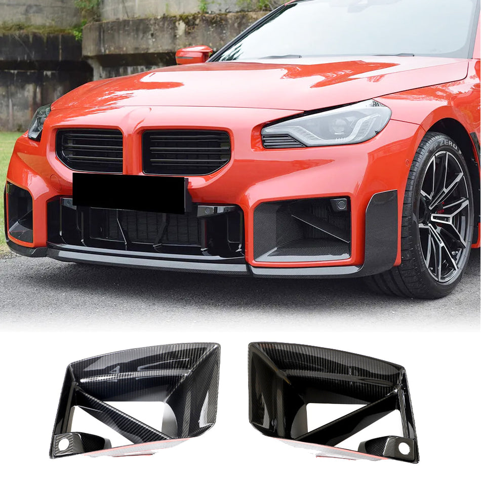 For BMW 2 Series G87 M2 Coupe 2-Door Carbon Fiber Front Bumper Splitter Cupwing Winglets Vent Flaps
