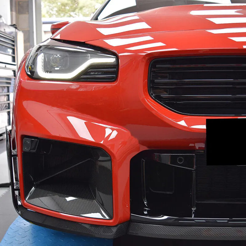 For BMW 2 Series G87 M2 Coupe 2-Door Carbon Fiber Front Bumper Splitter Cupwing Winglets Vent Flaps