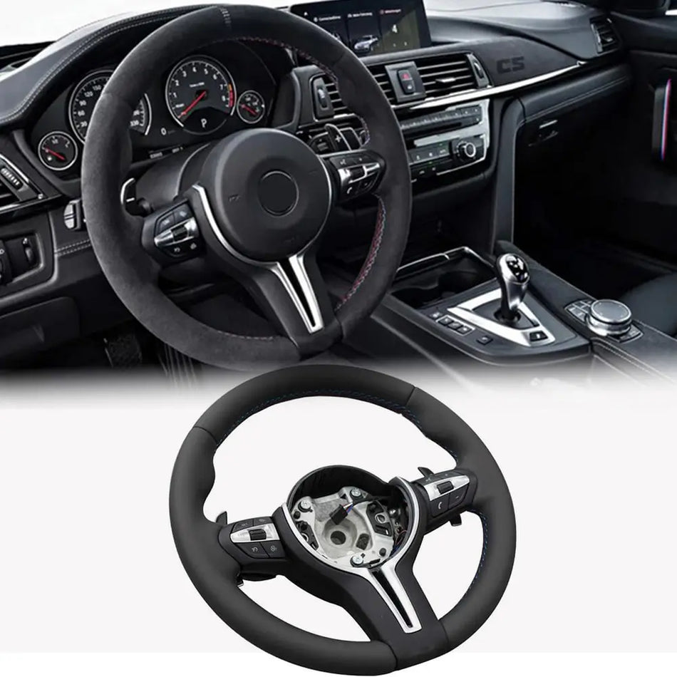 For BMW Universal F8x M2 M3 M4 M5 M6 F10 F20 F22 F30 F32 F36 F06 F07 E70 Leather Car Steering Wheel Full Set(Paddles+Buttons+Trim Cover+Flat Bottom)
