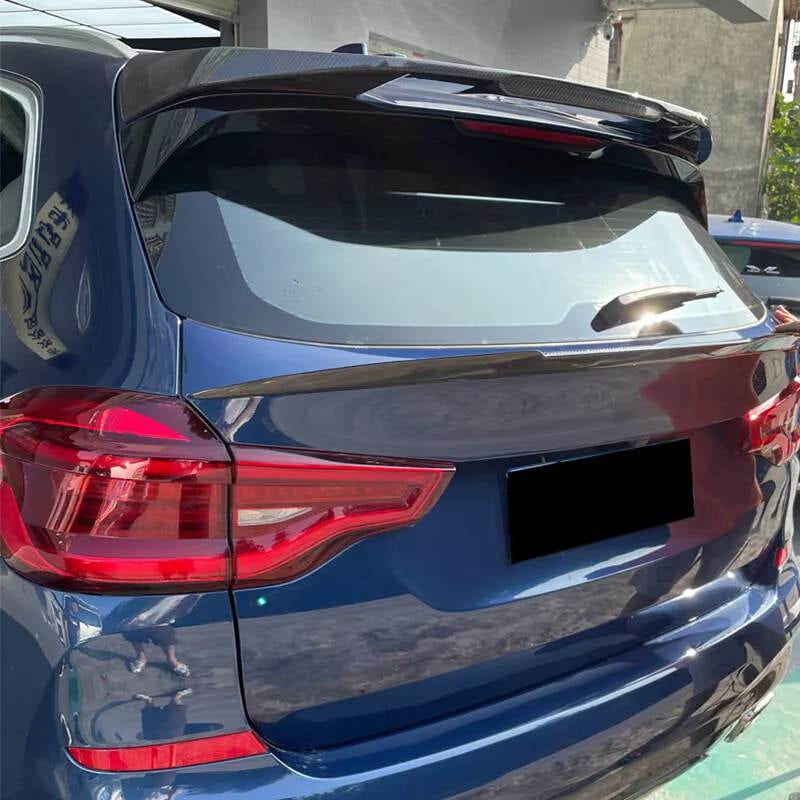 BMW X3 G01 M40i rear window spoiler installed rear view