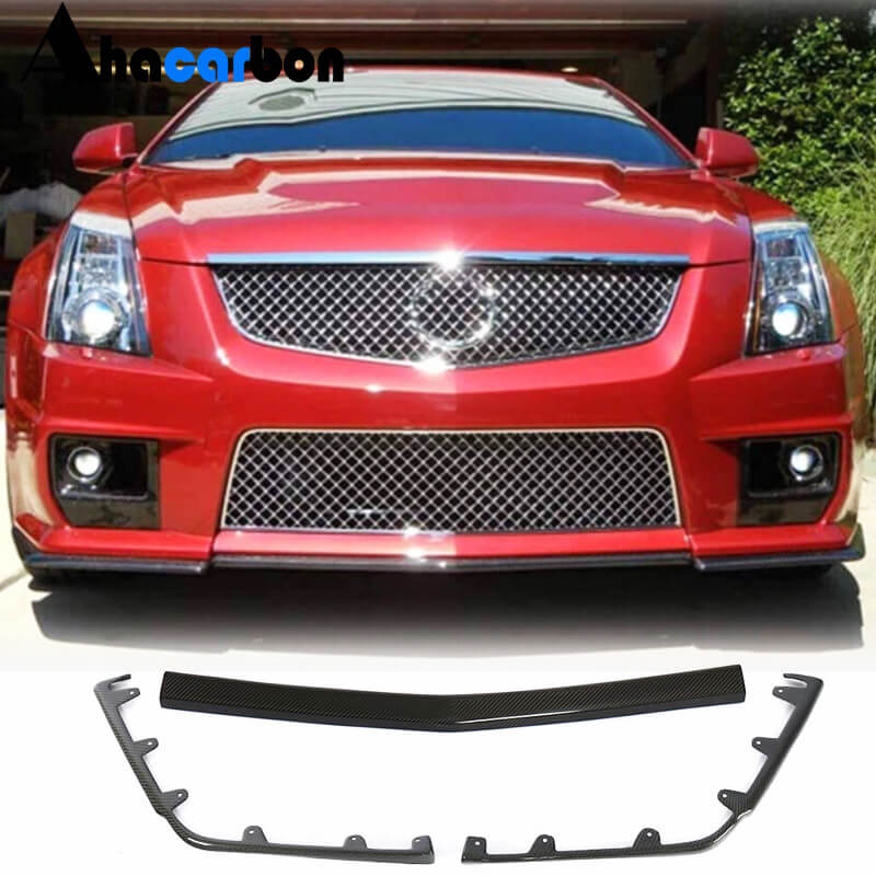 For Cadillac CTS-V 2009-2015 Carbon Fiber Front Spoiler with bumper splitter Front Bumper Lip Spoiler Cover Trim