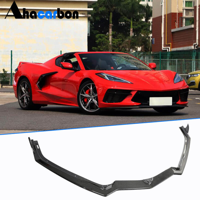 For Chevrolet Corvette C8 2020-2021 Carbon Fiber Front Bumper Lip Spoiler Wide Body Kit Factory Outlet