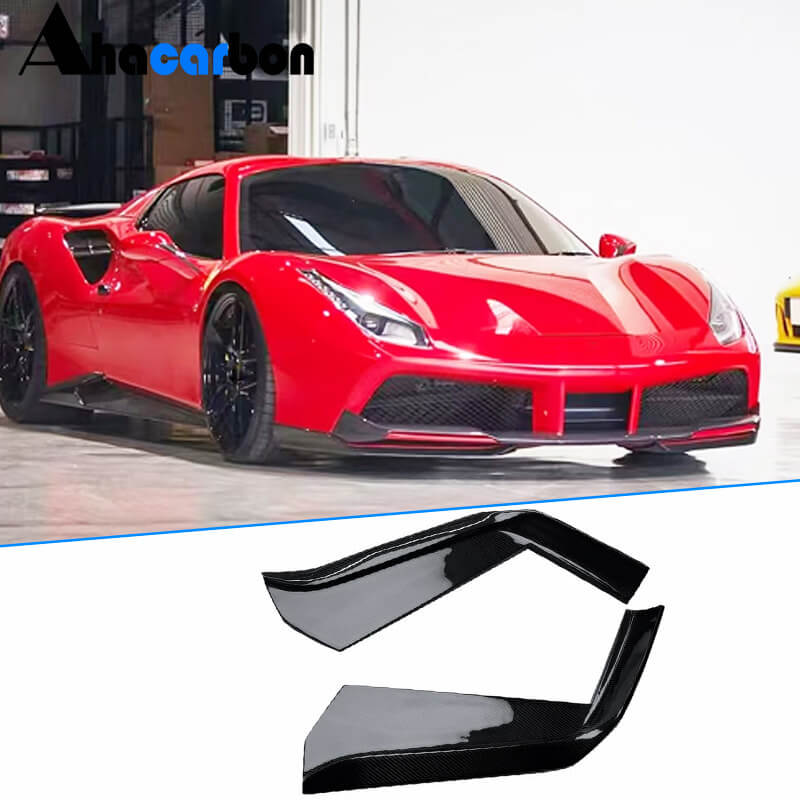 For Ferrari 488 Convertible Coupe 2-Door 2015-2019 Dry Carbon Fiber Front Bumper Splitters Fins Canard Air Vents Aero Body Kits Factory Outlet