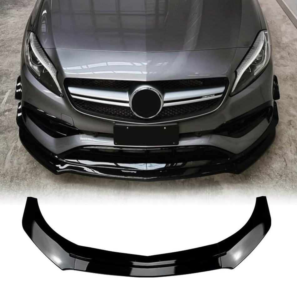 For Mercedes Benz A Class W176 A200 A260 A45 AMG 13-18 Front Bumpers Lip Spoiler ABS Glossy Black 3pcs/set