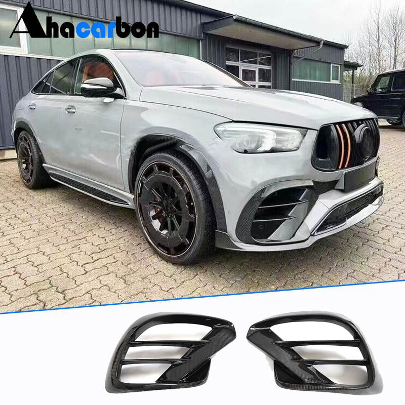 For Mercedes Benz GLE Class GLE63 AMG Carbon Fiber Front Bumper Splitter Cupwing Winglets Vent Flaps