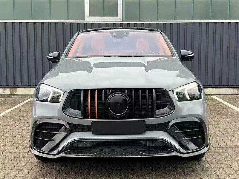 For Mercedes Benz GLE Class GLE63 AMG Carbon Fiber Front Bumper Splitter Cupwing Winglets Vent Flaps
