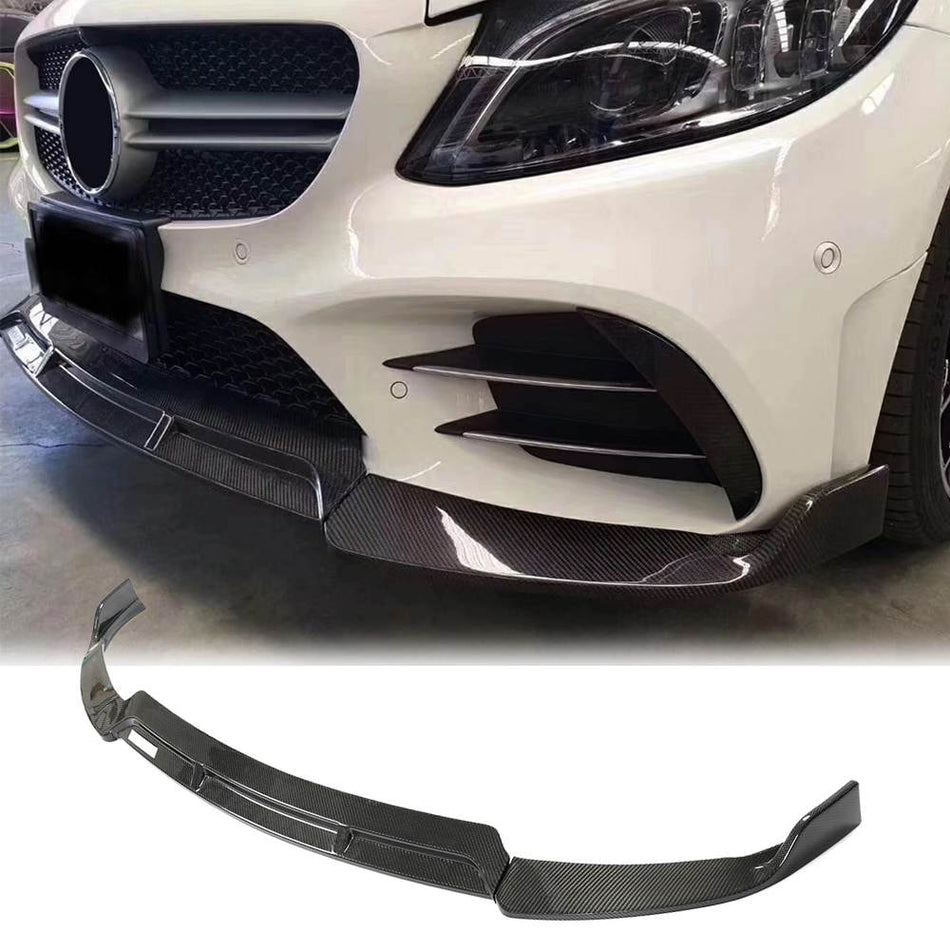 For Mercedes Benz W205 C300 C350 Sport C43 AMG Facelift Carbon Fiber Front Bumper Lip Chin Spoiler Splitter