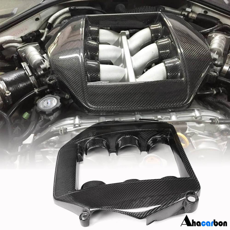 AHACARBON Automobile Hoods Nissan GTR R35 2009-2017 Engine Cover Dry Carbon Fiber