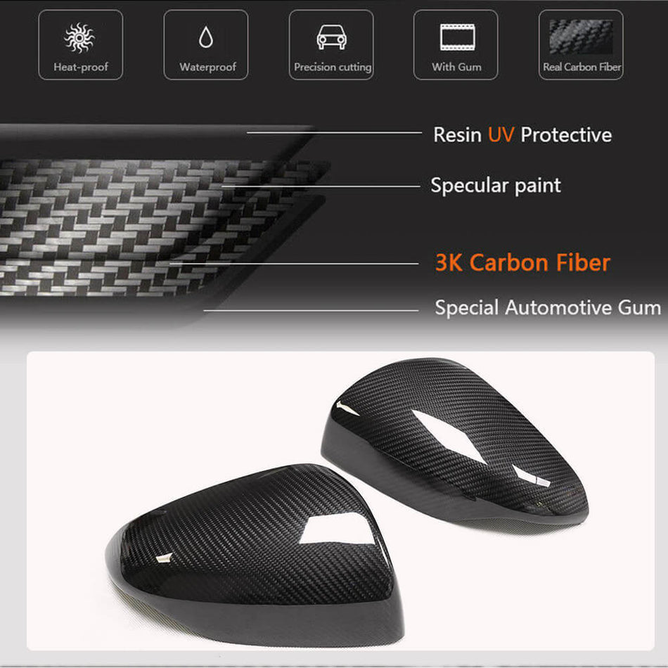 For Subaru Levogr/Wrx 20-23 Dry Carbon Fiber Add-on Side Mirror Cover Caps Pair