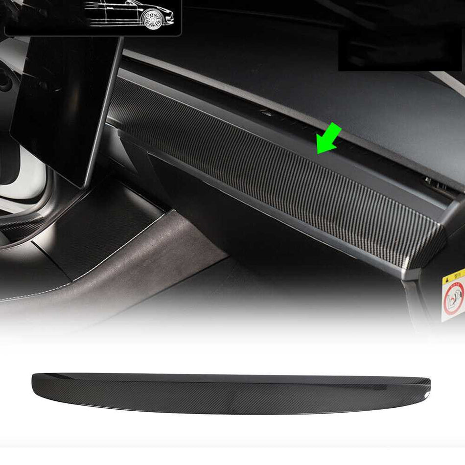 For Tesla Model 3 2023 Dry Carbon Fiber Dashboard Decorative Bright Strip Interior