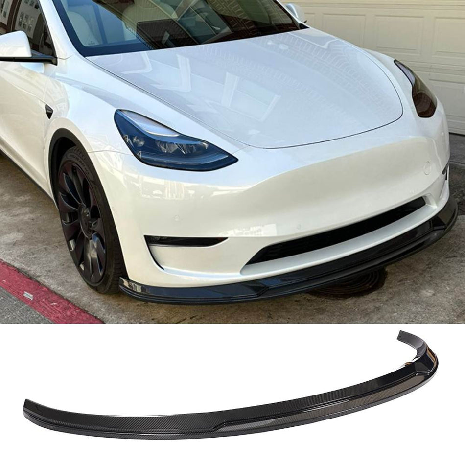 For Tesla Model Y 2019-2024 Carbon Fiber Body Kits Front Bumper Lip Side Skirts Rear Diffuser Trunk Spoiler