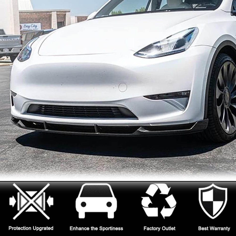 ON SALE丨For Tesla Model Y Dry Carbon Fiber Front Bumper Lip Spoiler Wide Body Kit Front Lip Factory Outlet