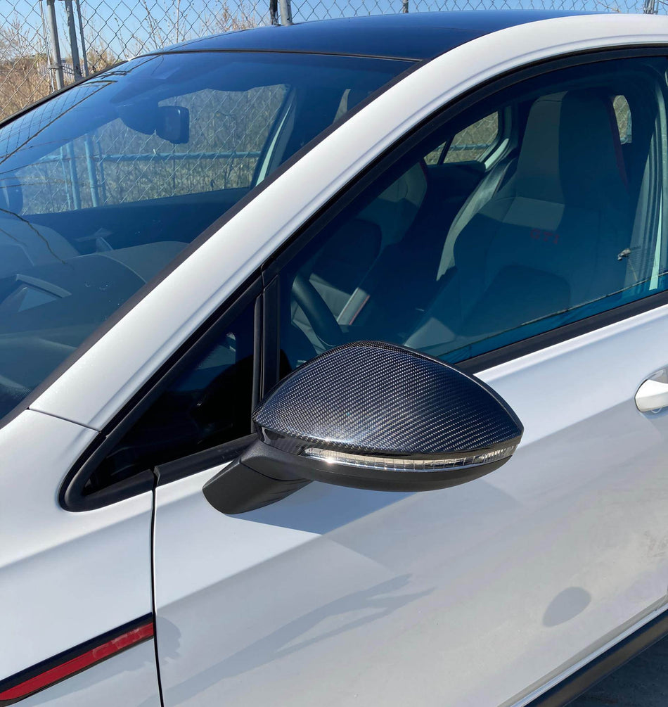 Volkswagen VW Golf 8 MK8 GTI R Rline 2021+ Mirror Covers Carbon Fiber (W/Lane Assist)-Ahacarbon