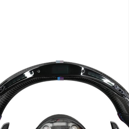 BMW Universal F06/F10/F12/F13/F8X Classic Steering Wheel With LED Carbon Fiber (Airbag+Paddles+Buttons+Carbon Fiber Trim Cover+Flat Bottom)-Ahacarbon