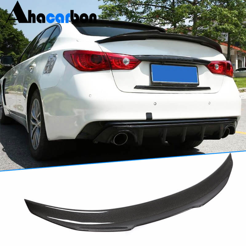 For Infiniti Q50 Q50S 2014-2022 Real Carbon Fiber Rear Trunk Spoiler Boot Wing Lip Car Spoiler