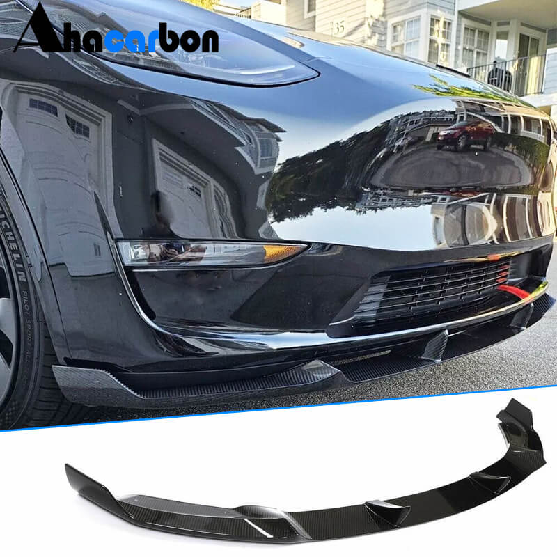 🔥67% off丨For Tesla Model Y Dry Carbon Fiber Front Bumper Lip Spoiler Wide Body Kit Front Lip Factory Outlet