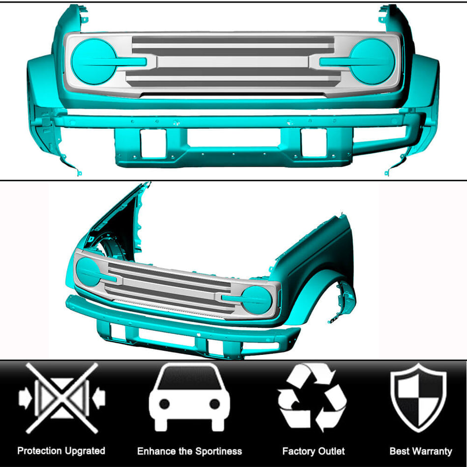For Ford BRONCO Sport Utility 2D 4D 21-23 Carbon Fiber Front Grille Frame Bumper Grill Outline Trim Decoration Emble