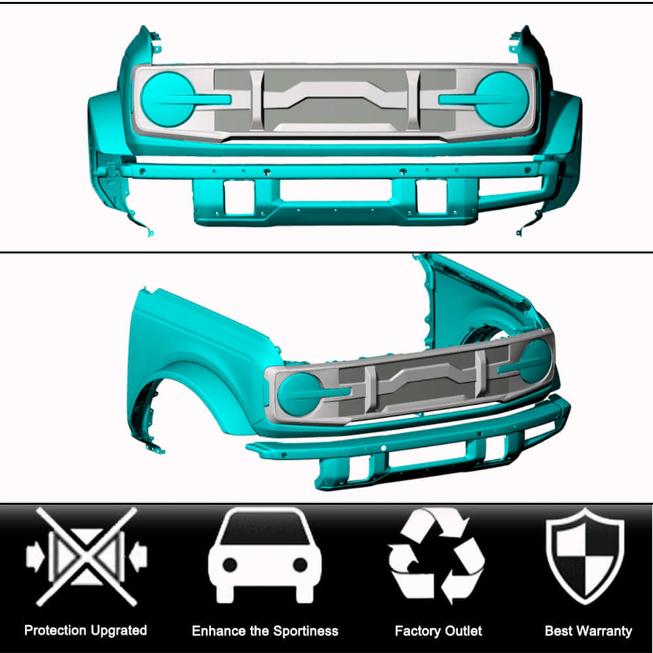 For Ford BRONCO Sport Utility 2D 4D Carbon Fiber Front Grille Frame Bumper Grill Outline Trim Decoration Emble