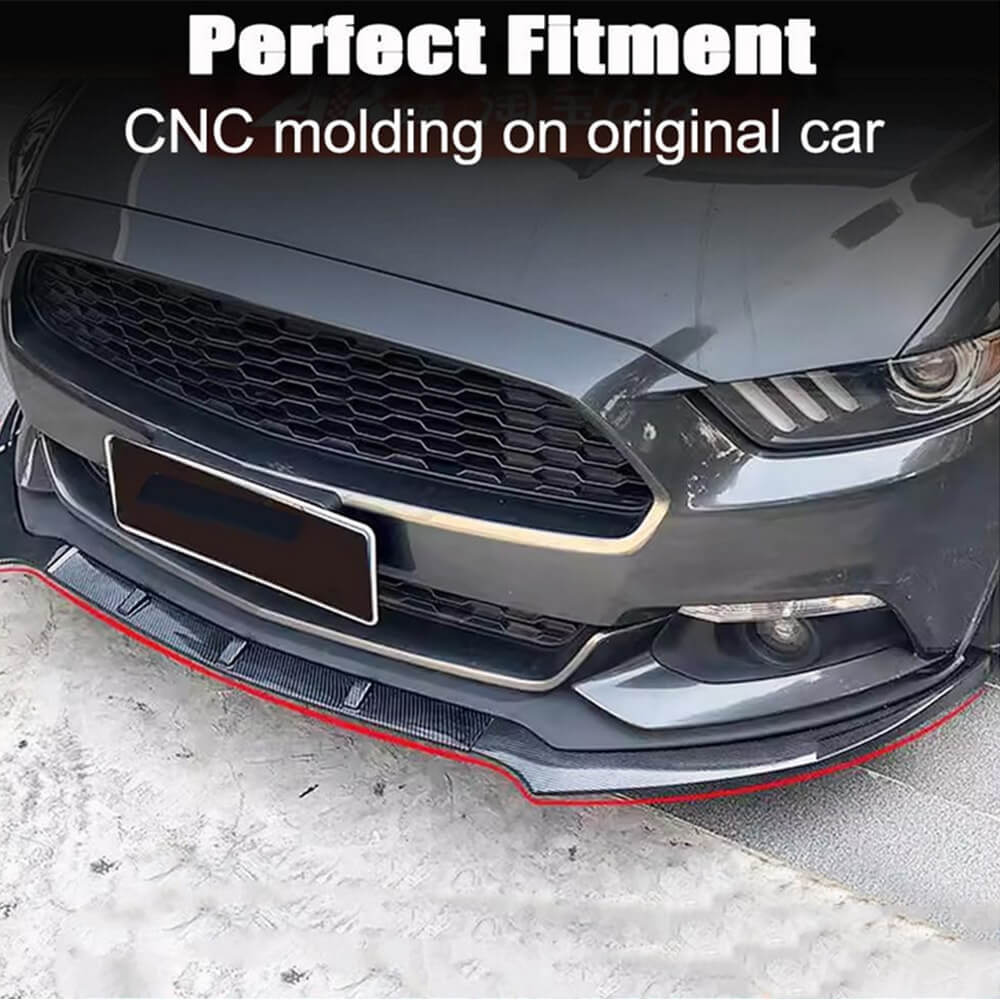 Ford Mustang 2015-2017 Carbon Fiber Pattern Front Bumper Lip ABS 3PCS-Ahacarbon