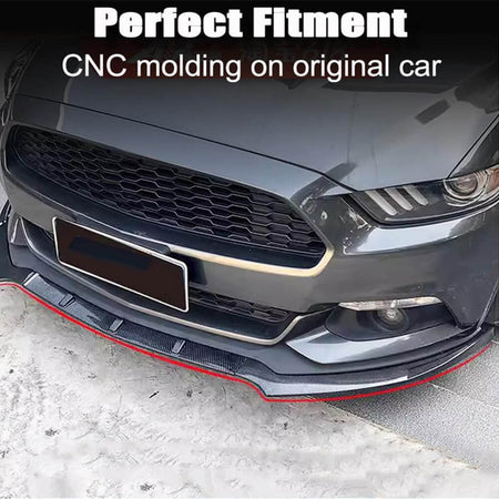 Ford Mustang 2015-2017 Carbon Fiber Pattern Front Bumper Lip ABS 3PCS-Ahacarbon
